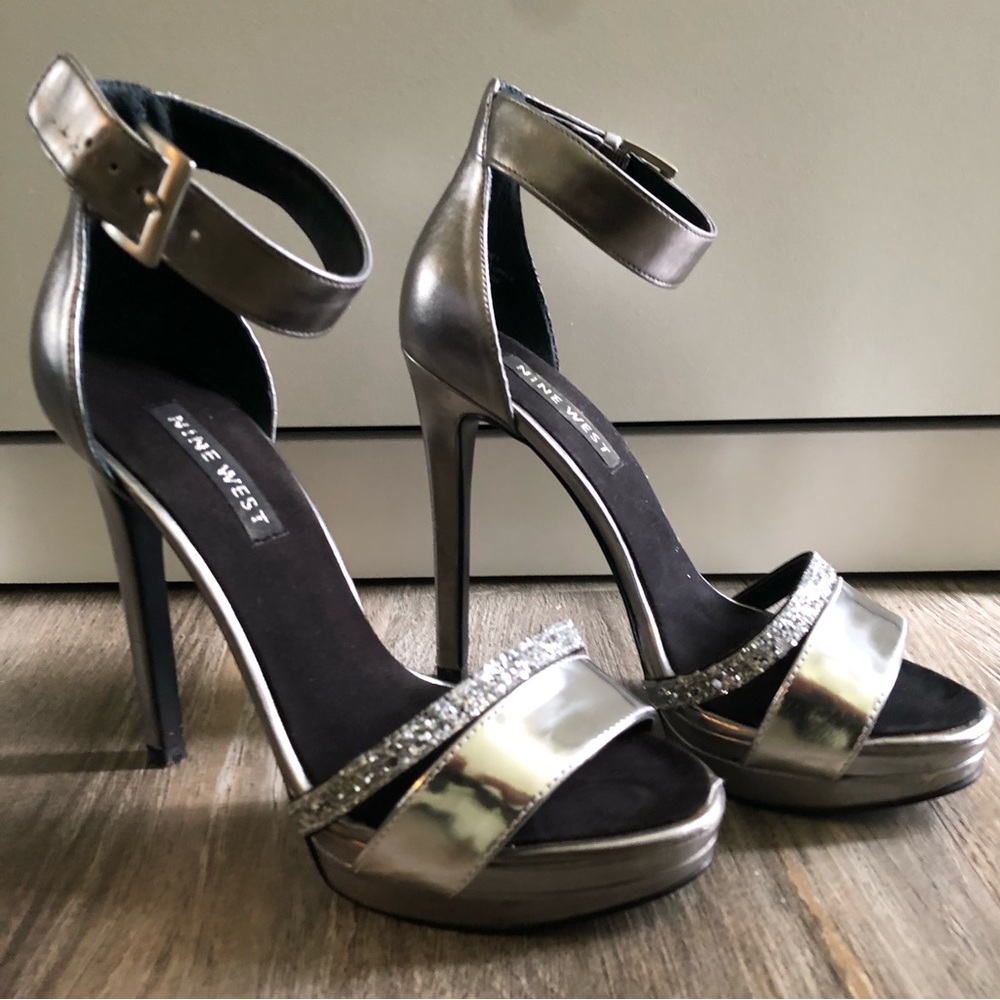 Nine West Silver Platform Stiletto Heels